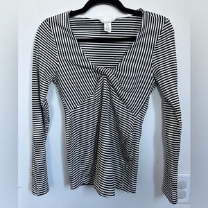 H&M MAMA Maternity Black and White Striped Long Sleeve Top